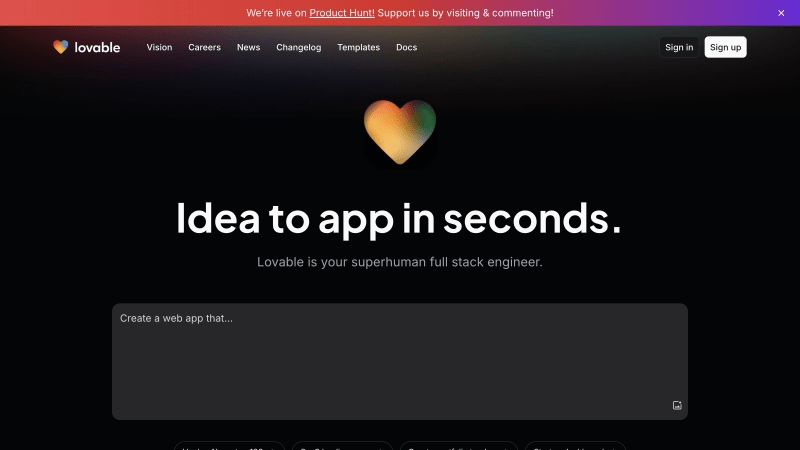 Lovable AI interface